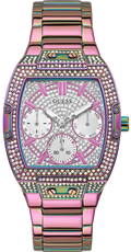Guess Phoenix Chronograph Crystals Silver Dial Pink Steel Strap Watch For Women - GW0104L4