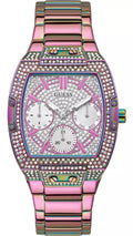 Guess Phoenix Chronograph Crystals Silver Dial Pink Steel Strap Watch For Women - GW0104L4
