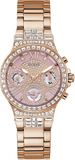  Shop Authentic Guess Glitz Multi Function Diamonds Pink Dial Rose Gold Steel Strap Watch for Women - GW0320L6 - Luxxuri