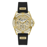  Shop Authentic Guess Queen Quartz Gold Dial Black Silicone Strap Watch For Women - GW0536L3 - Luxxuri
