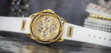 Shop Authentic Guess Queen Quartz Gold Dial White Silicone Strap Watch For Women - GW0536L2 - Luxxuri