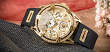  Shop Authentic Guess Queen Quartz Gold Dial Black Silicone Strap Watch For Women - GW0536L3 - Luxxuri