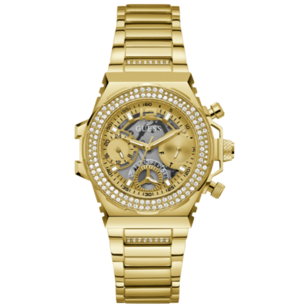  Shop Authentic Guess Fusion Chronograph Gold Dial Gold Steel Strap Watch for Women - GW0552L2 - Luxxuri