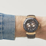  Shop Authentic Guess Rigor Analog Brown Dial Brown Leather Strap Watch For Men - W0040G3 - Luxxuri