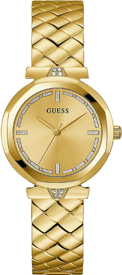  Shop Authentic Guess Rumour Quartz Gold Dial Gold Steel Strap Watch For Women - GW0613L2 - Luxxuri