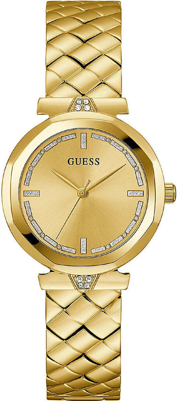  Shop Authentic Guess Rumour Quartz Gold Dial Gold Steel Strap Watch For Women - GW0613L2 - Luxxuri