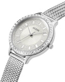  Shop Authentic Guess Chelsea Mother of Pearl White Dial Silver Mesh Strap Watch For Women - W0647L1 - Luxxuri