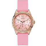  Shop Authentic Guess Sparkling Diamonds Pink Dial Pink Rubber Strap Watch for Women - W0032L9 - Luxxuri