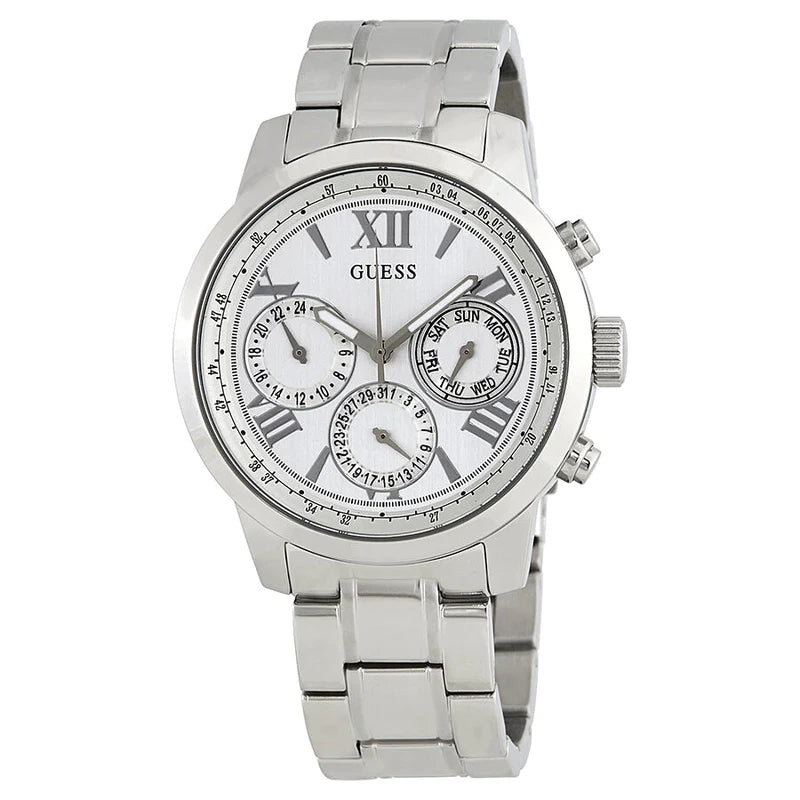  Shop Authentic Guess Sunrise Multifunction Quartz White Dial Silver Steel Strap Watch For Women - W0330L3 - Luxxuri