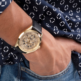  Shop Authentic Guess Tailor Gold Dial Black Leather Strap Watch for Men - GW0389G2 - Luxxuri