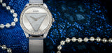  Shop Authentic Guess Tri Glitz Quartz Silver Dial Silver Mesh Bracelet Watch For Women - W1142L1 - Luxxuri