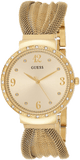  Shop Authentic Guess Chiffon Gold Dial Gold Mesh Bracelet Watch For Women - W1083L2 - Luxxuri