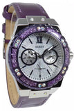  Shop Authentic Guess Limelight Quartz Silver Dial Purple Leather Strap Watch For Women - W0775L6 - Luxxuri