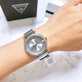  Shop Authentic Guess Quartz Silver Dial Willow Stainless Steel Mesh Bracelet Watch For Women - W0836L2 - Luxxuri