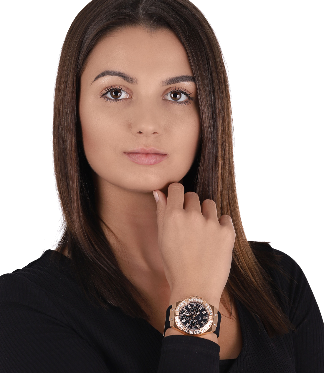  Shop Authentic Guess Venus Diamonds Black Dial Black Rubber Strap Watch for Women - GW0118L2 - Luxxuri