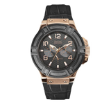  Shop Authentic Guess Rigor Analog Black Dial Black Leather Strap Watch For Men - W0040G5 - Luxxuri