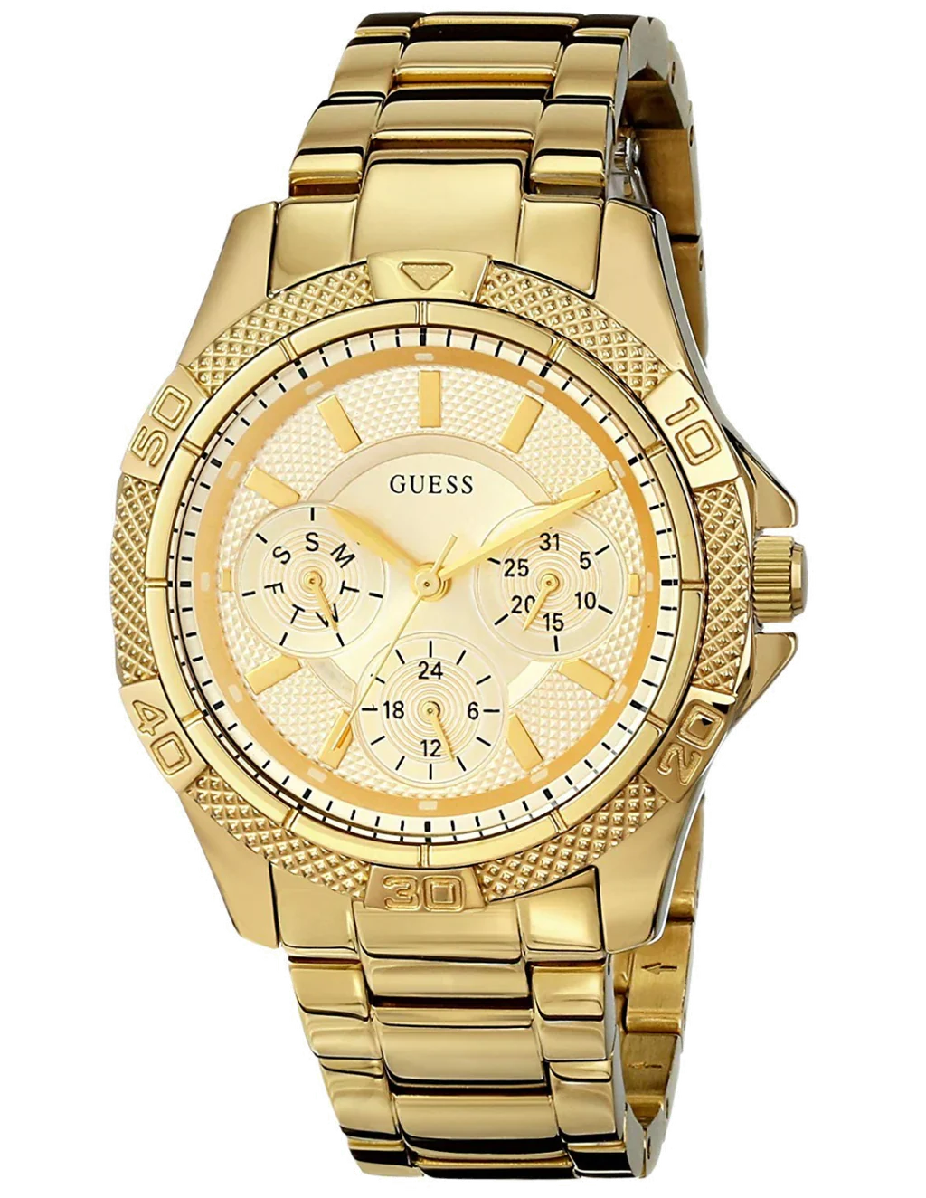 Guess Mini Phantom Diamonds Gold Dial Gold Steel Strap Watch for Women - W0235L5