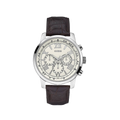 Guess Horizon Chronograph White Dial Brown Leather Strap Watch For Men - W0380G2