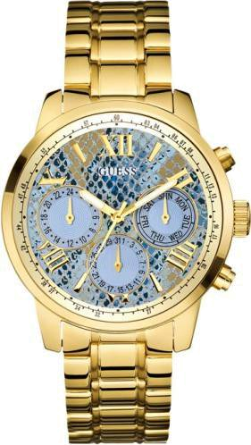  Shop Authentic Guess Mini Sunrise Quartz Blue Dial Gold Steel Strap Watch For Women - W0448L6 - Luxxuri
