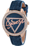  Shop Authentic Guess Little Flirt Quartz Blue Dial Blue Leather Strap Watch For Women - W0456L6 - Luxxuri