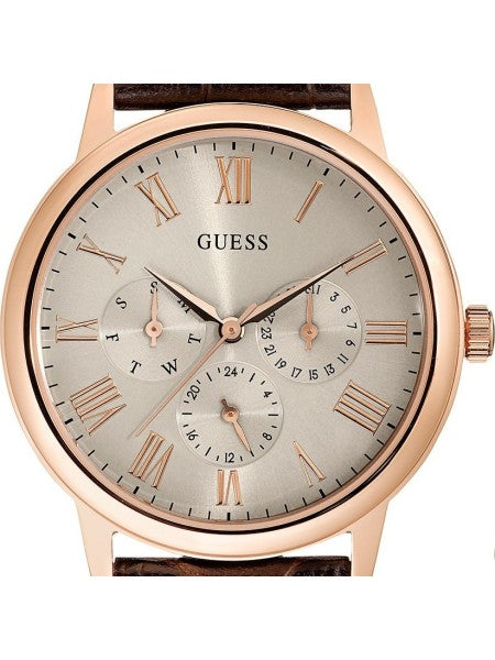  Shop Authentic Guess Wafer Quartz Beige Dial Brown Leather Strap Watch For Men - W0496G1 - Luxxuri