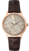  Shop Authentic Guess Wafer Quartz Beige Dial Brown Leather Strap Watch For Men - W0496G1 - Luxxuri