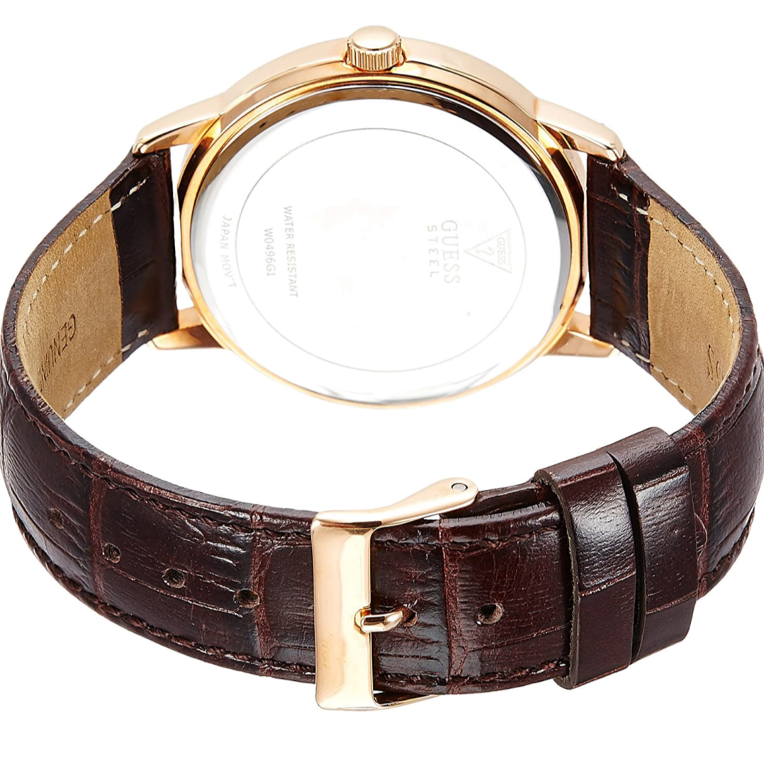  Shop Authentic Guess Wafer Quartz Beige Dial Brown Leather Strap Watch For Men - W0496G1 - Luxxuri