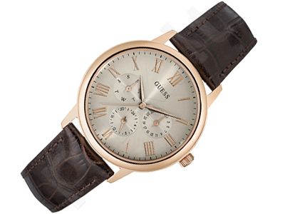  Shop Authentic Guess Wafer Quartz Beige Dial Brown Leather Strap Watch For Men - W0496G1 - Luxxuri