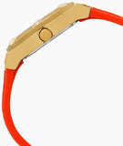  Shop Authentic Guess Jet Setter Golden Dial Orange Rubber Watch For Women - W0564L2 - Luxxuri