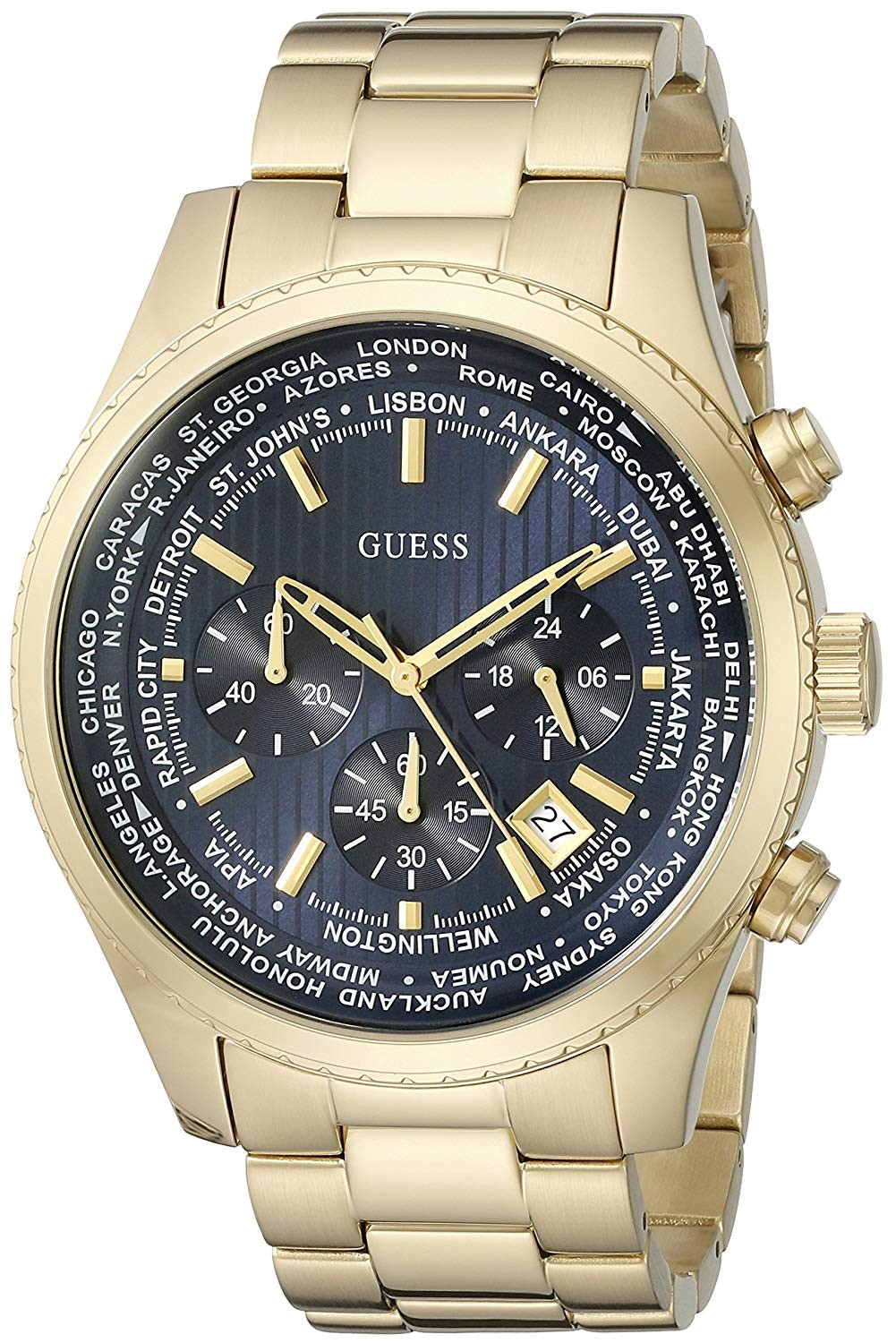  Shop Authentic Guess Multifunction Black Dial Gold Steel Strap Watch for Men  - W0602G1 - Luxxuri