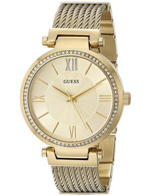  Shop Authentic Guess Soho Champagne Dial Stainless Steel Mesh Bracelet Watch For Women - W0638L2 - Luxxuri
