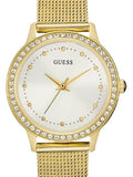  Shop Authentic Guess Chelsea Crystals Mother of Pearl White Dial Gold Mesh Bracelet Watch For Women - W0647L7 - Luxxuri