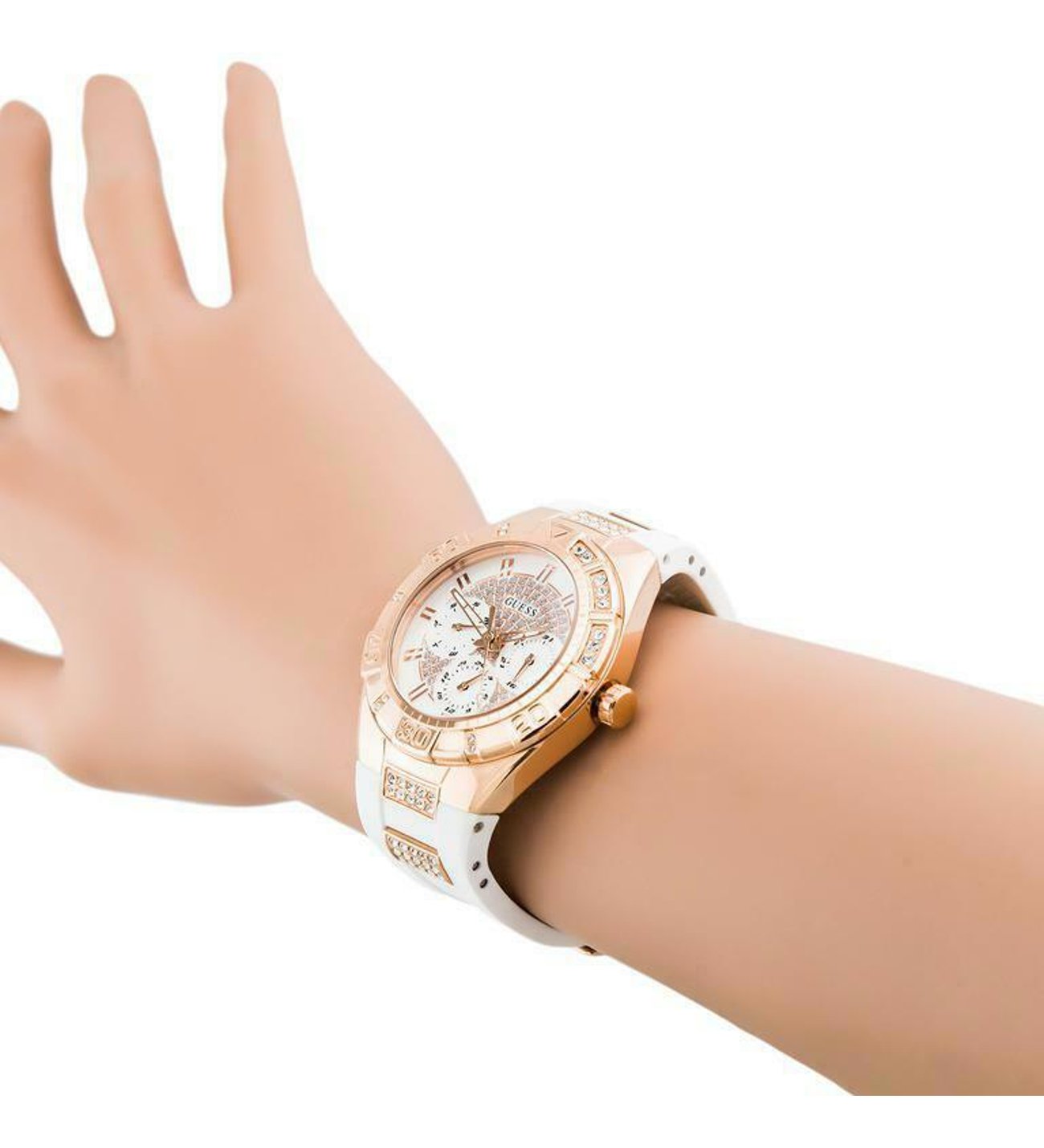  Shop Authentic Guess Luna Diamonds White Dial White Rubber Strap Watch for Women - W0653L4 - Luxxuri