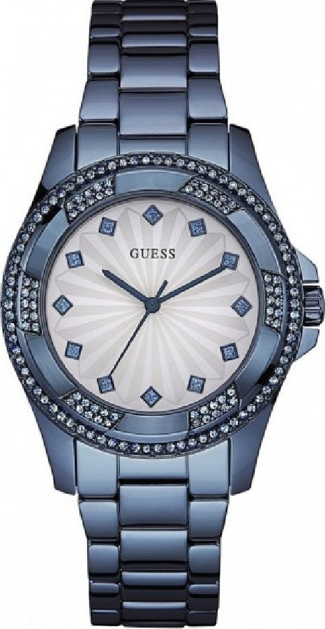  Shop Authentic Guess Pinwheel Analog Silver Dial Blue Steel Strap Watch for Women - W0702L1 - Luxxuri