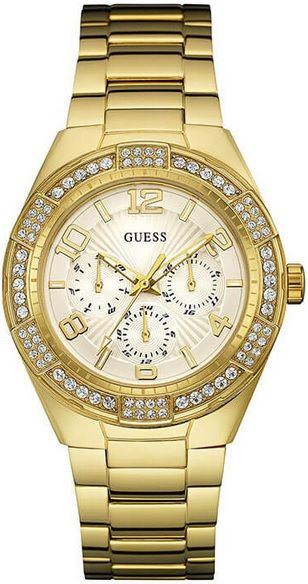 Shop Authentic Guess Luna Diamonds White Dial Gold Steel Strap Watch for Women - W0729L2 - Luxxuri