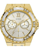  Shop Authentic Guess Limelight Quartz Silver Dial Golden Leather Strap Watch For Women - W0775L2 - Luxxuri