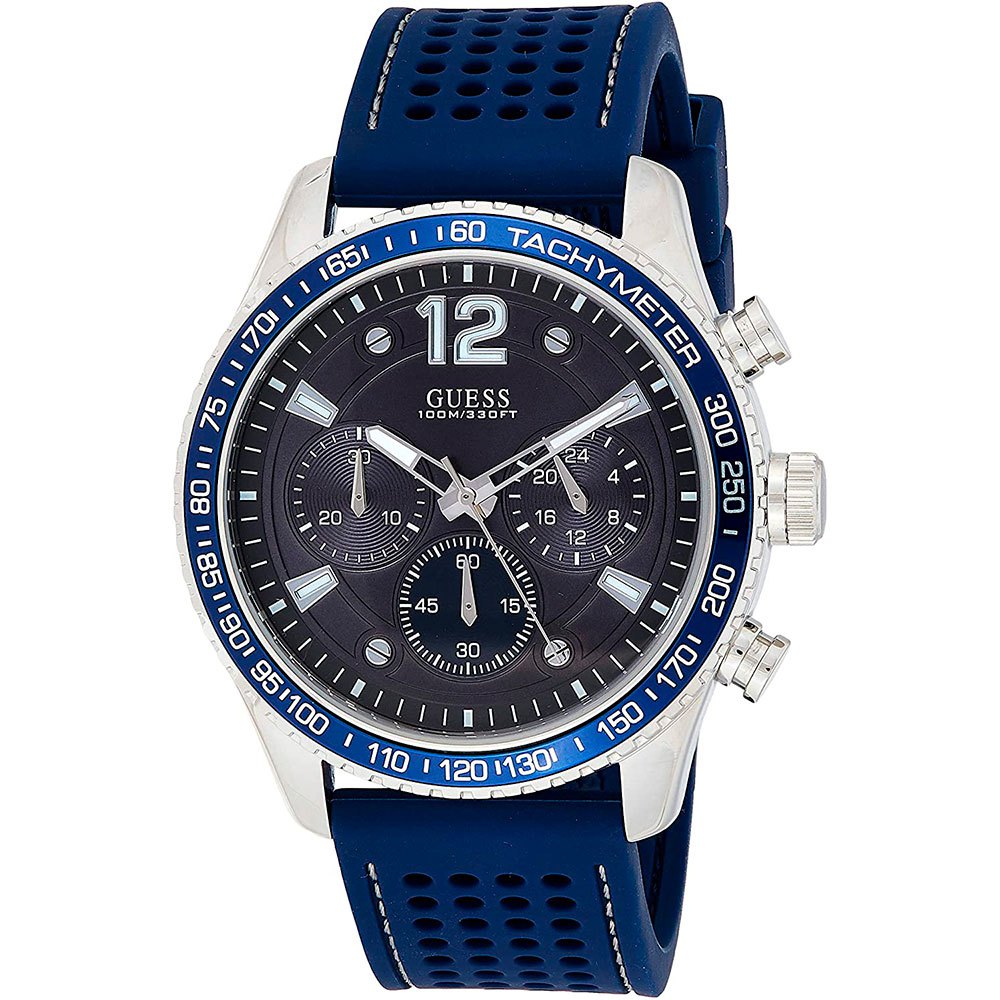  Shop Authentic Guess Fleet Chronograph Black Dial Blue Rubber Strap Watch for Men - W0971G2 - Luxxuri
