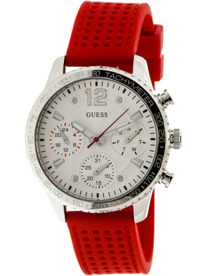  Shop Authentic Guess Marina Chronograph Quartz White Dial Red Rubber Strap Watch for Women - W1025L2 - Luxxuri
