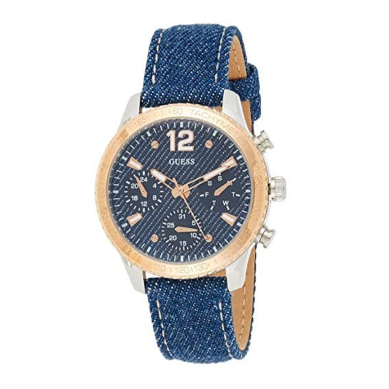  Shop Authentic Guess Marina Chronograph Blue Dial Blue Denim Strap Watch For Women - W1057L1 - Luxxuri