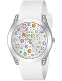  Shop Authentic Guess Wanderlust Crystals Silver Dial White Rubber Strap Watch for Women - W1059L1 - Luxxuri