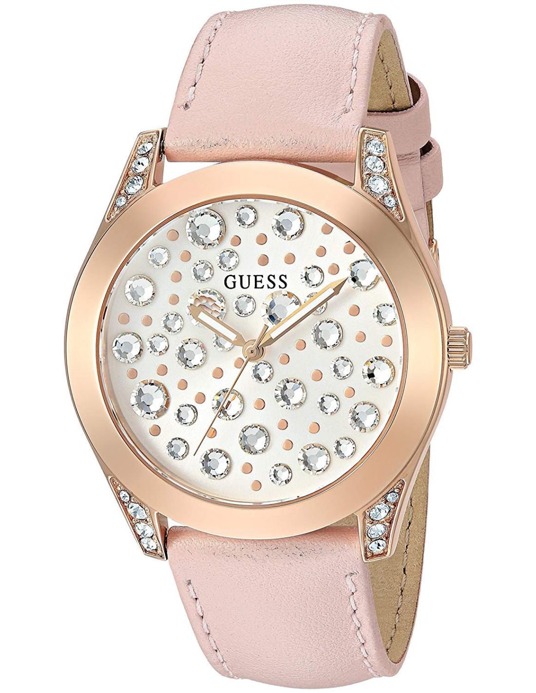  Shop Authentic Guess Wonderlust Beige Dial Pink Leather Strap Watch for Women - W1065L1 - Luxxuri