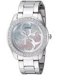 Guess G Twist Diamonds Silver Dial Silver Steel Strap Watch For Women - W1201L1