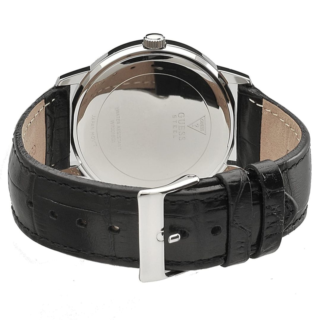  Shop Authentic Guess Wafer Analog Black Dial Black Leather Strap Watch For Men - W70016G1 - Luxxuri
