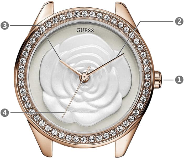  Shop Authentic Guess Mini Rose Diamonds White Dial White Leather Strap Watch For Women - U85142l3 - Luxxuri