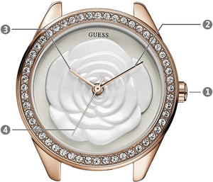  Shop Authentic Guess Mini Rose Diamonds White Dial White Leather Strap Watch For Women - U85142l3 - Luxxuri
