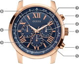  Shop Authentic Guess Horizon Chronograph Blue Dial Blue Leather Strap Watch For Men - W0380G5 - Luxxuri