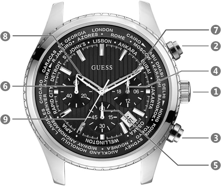  Shop Authentic Guess Persuit Multifunction Black Dial Black Leather Strap Watch for Men - W0500G2 - Luxxuri