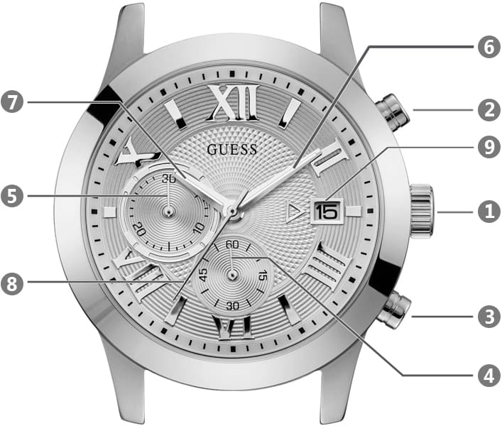  Shop Authentic Guess Atlas Chronograph Silver Dial Silver Steel Strap Watch For Men - W0668G7 - Luxxuri