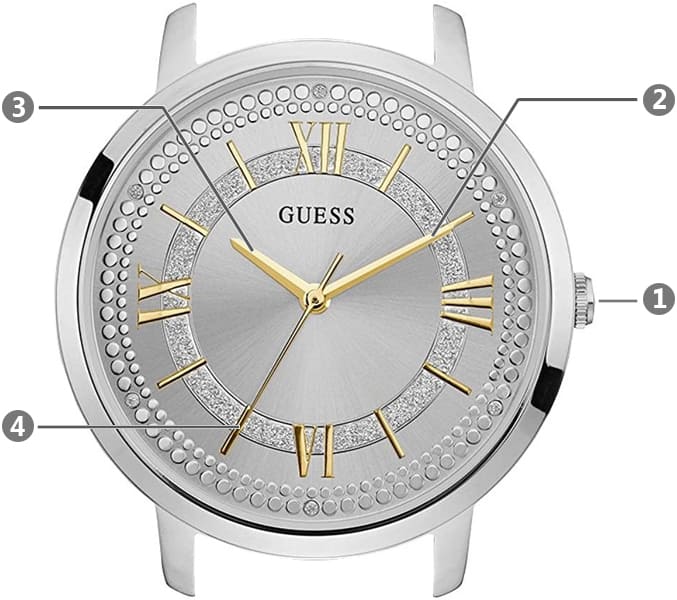  Shop Authentic Guess Montauk Silver Dial Two Tone Steel Strap Watch for Women - W0933L5 - Luxxuri