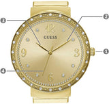  Shop Authentic Guess Chiffon Gold Dial Gold Mesh Bracelet Watch For Women - W1083L2 - Luxxuri